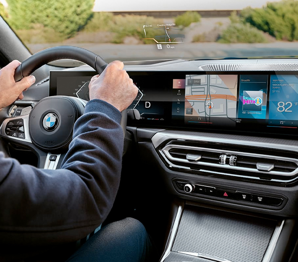 The all-new Curved Display with a 12.3 inch Digital Instrument Cluster and 14.9 inch Central Information Display on the 2023 BMW 3 Series