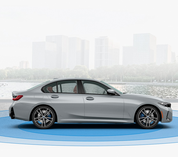 Standard Frontal Collision Warning with City Collision Mitigation shown on the 2023 BMW 3 Series