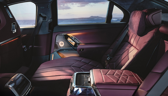 BMW 7 Series car interior, red seats