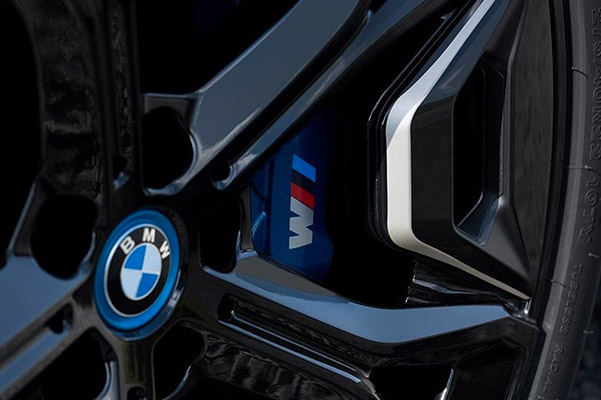 Detail shot of a 2023 BMW iX M60 wheel.