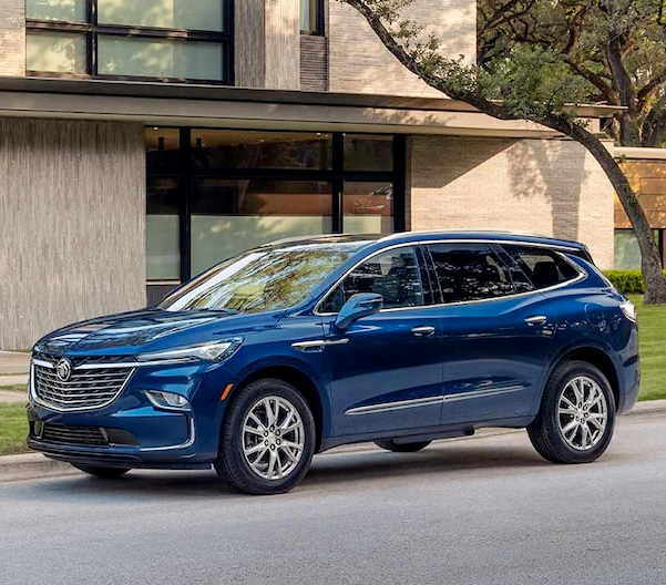 2023 Buick Enclave Mid-Size SUV Three-Quarters View Parked