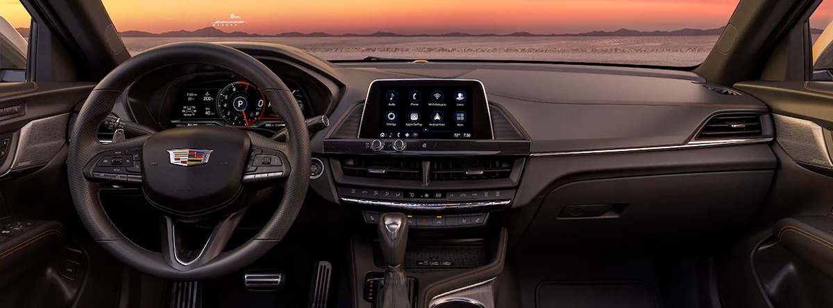 The Luxurious Interior of the Cadillac CT4 with an Incredible View of a Sunset