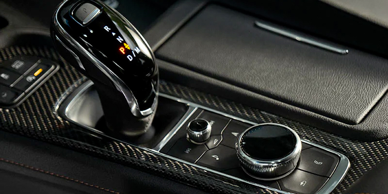 Close-Up of Driving Shifter and Driving Mode Selector on Center Console Inside the Cadillac CT5