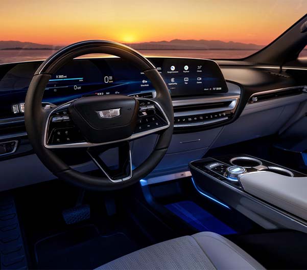Interior view of the 2023 Cadillac Lyriq dashboard