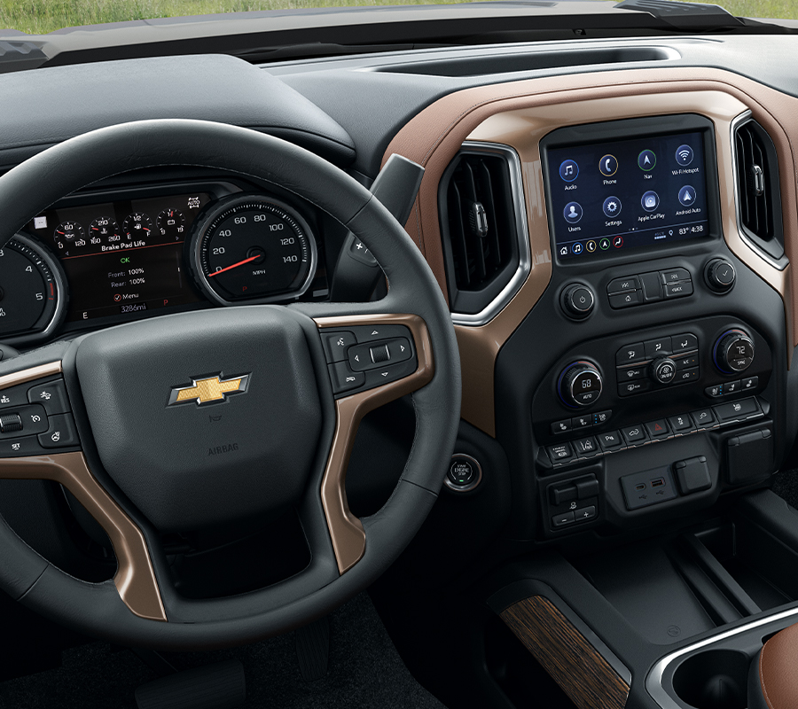 Interior shot of 2023 Chevrolet Silverado HD from drivers side perspective.