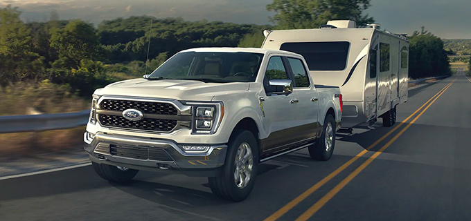 Ford F-150 towing a camper