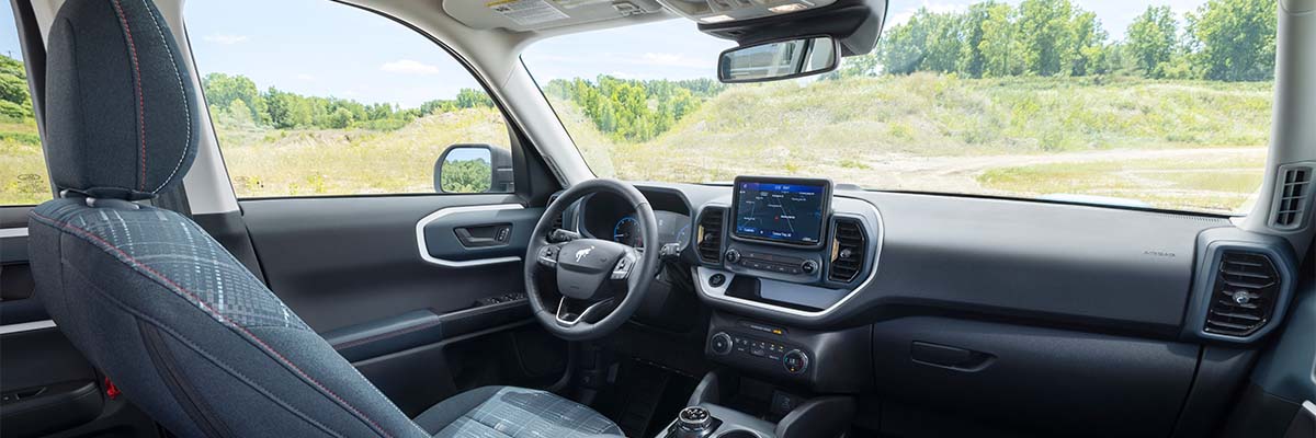 Interior shot of a 2023 Ford Bronco Sport.