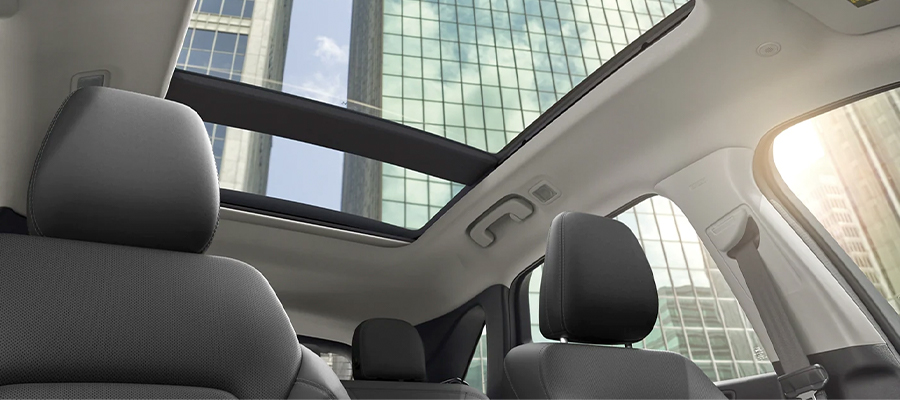 2023 Ford Escape® interior looking out and through the available Panoramic Vista Roof®