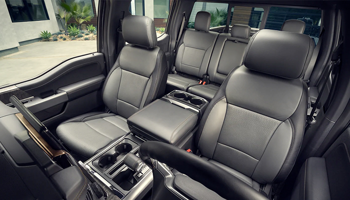 Interior of the 2023 Ford F-150® Lightning® Platinum front bucket seats