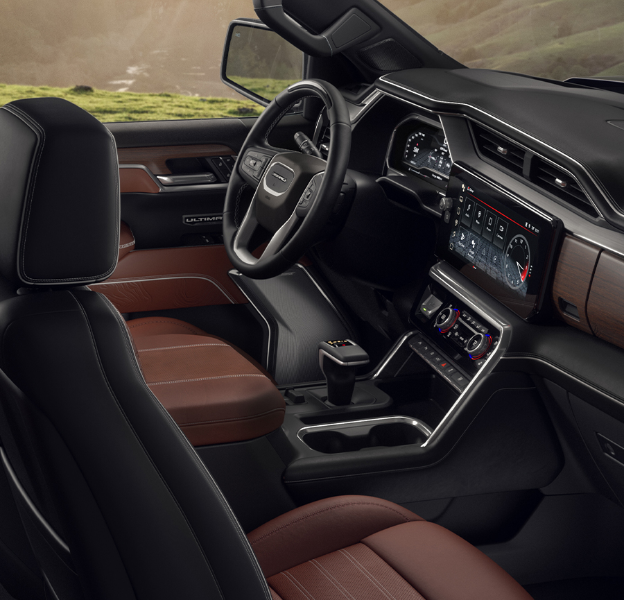 The Gorgeous Alpine Umber Interior With Full-Grain Leather Seating in the Sierra 1500