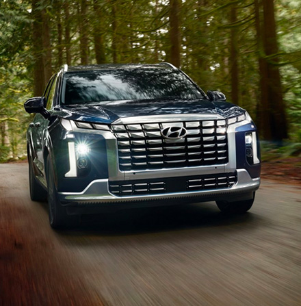 performance shot of the 2023 Palisade in the woods