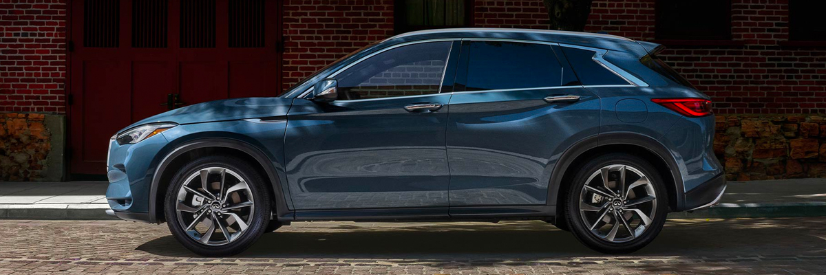 Side profile view of the 2023 INFINITI QX50's exterior design