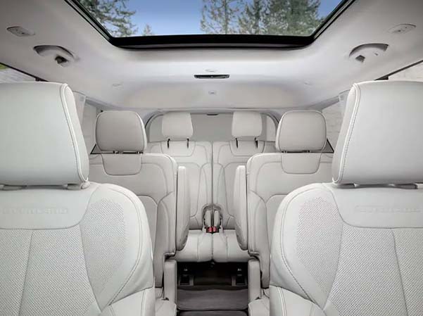 Interior shot of a 2023 Jeep Grand Cherokee L showcasing it's 3 rows