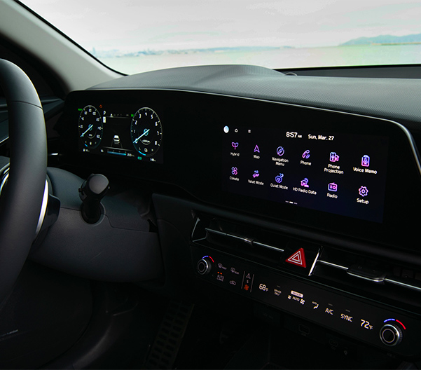 Interior dashboard shot of the 2023 Kia Niro Hybrid