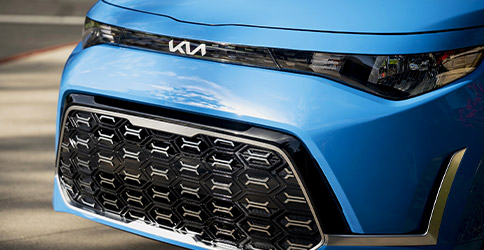 Close-up of 2023 Kia Soul front grill