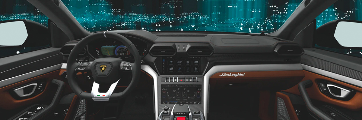 Interior shot of Lamborghini dashboard