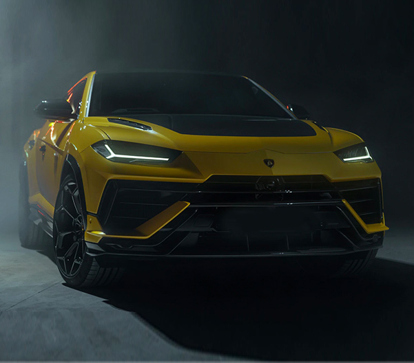 Lamborghini Urus Performante parked in smokey garage