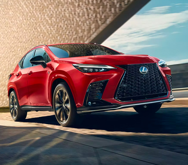 Exterior of the Lexus NX Plug-in Hybrid Electric vehicle shown in Redline.