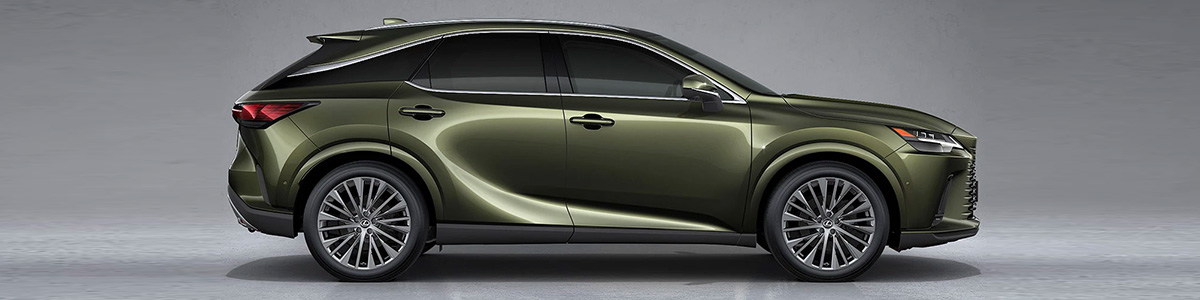 2023 Lexus RX side profile parked in a studio.