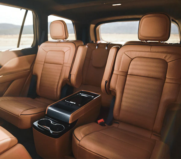 Interior view of the back seating of the 2023 Lincoln Aviator