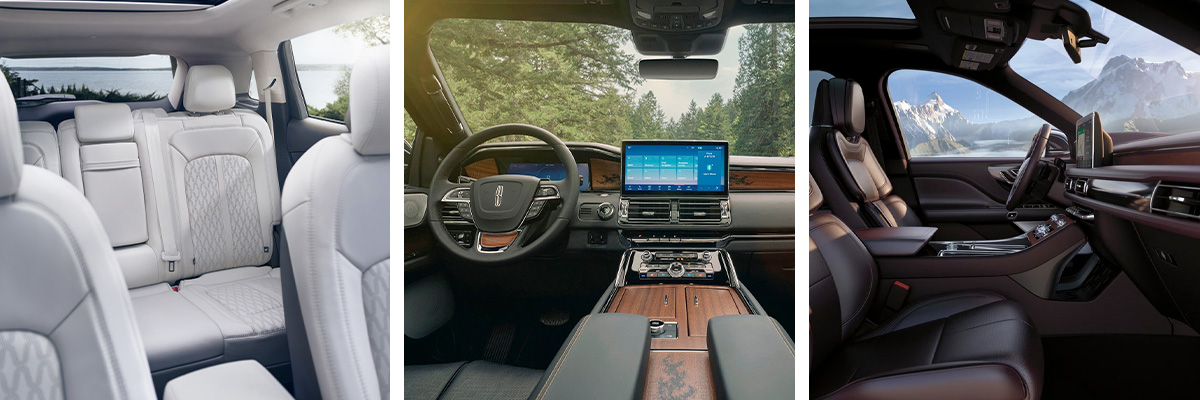 The interior of a Black Label Lincoln Aviator with the Destination theme