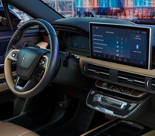 The interior of a 2023 Lincoln Corsair® Grand Touring plug-in hybrid SUV is shown