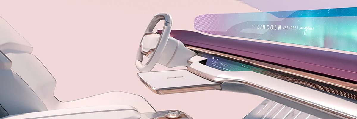 Interior shot of a EV Lincoln Star Concept cockpit.