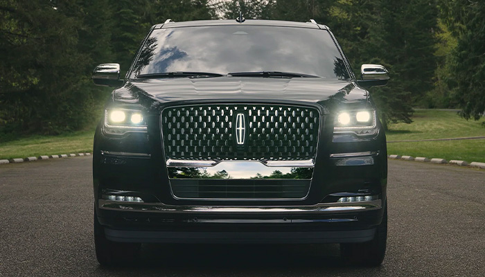 Front view of a 2023 Lincoln Navigator in action