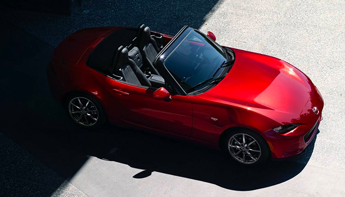 2023 Mazda MX-5 Miata top view parked on a street