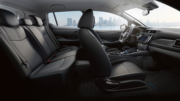 2023 Nissan LEAF interior view showing seating for five