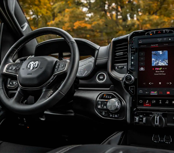 View of the front dashboard of the RAM 1500