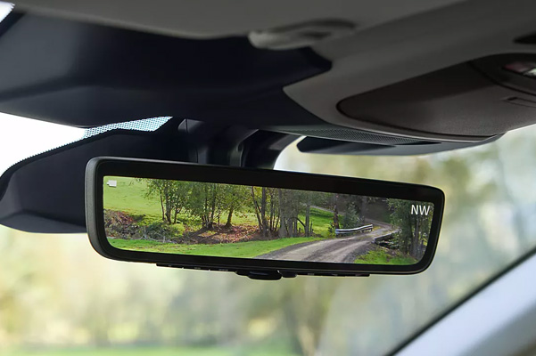 Detail shot of a 2023 Subaru Outback rear view mirror.