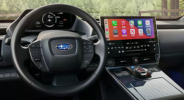 A front-facing view of the interior of the 2023 Solterra Touring.