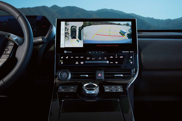 Center Consol for the 2023 Subaru Solterra showing the backup camera