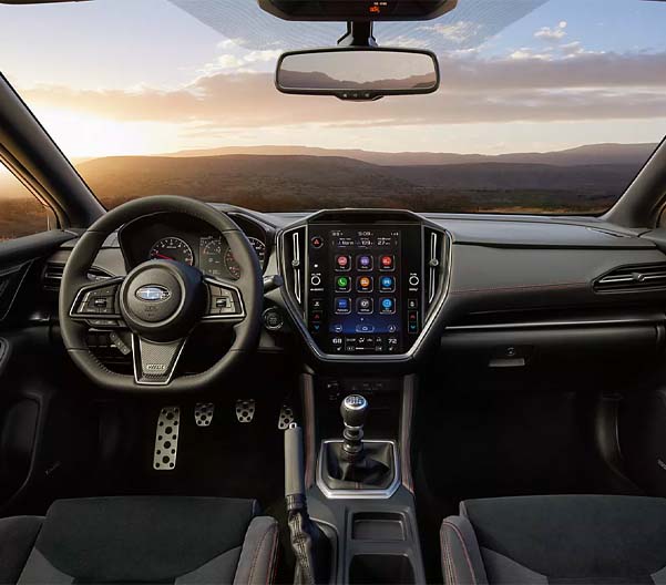 View of the dashbord for the 2023 Subaru WRX