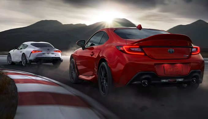GR86 Premium shown in Track bRED. GR Supra A91-MT Edition shown in Burnout. Prototypes shown using visual effects.
