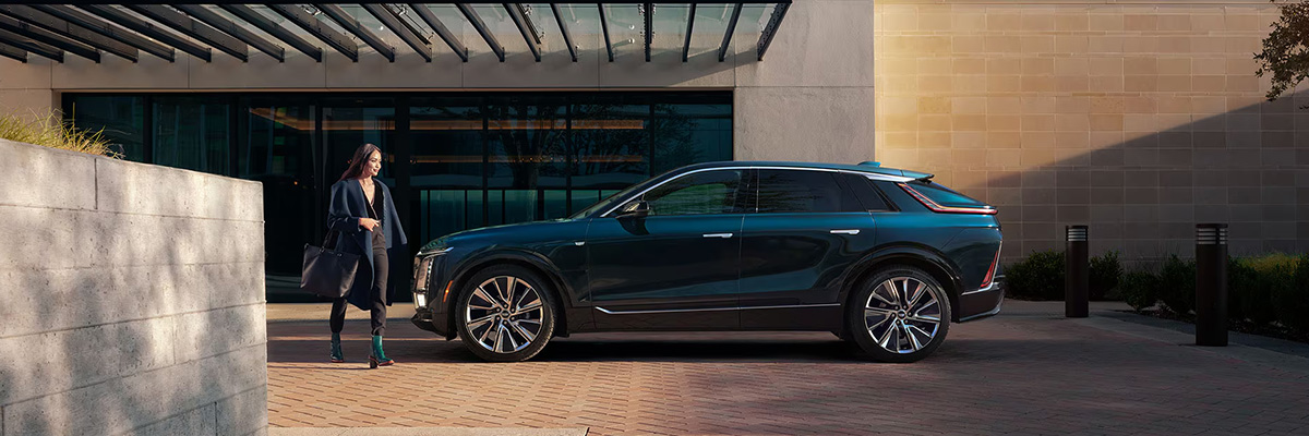 side profile view of a new cadillac suv