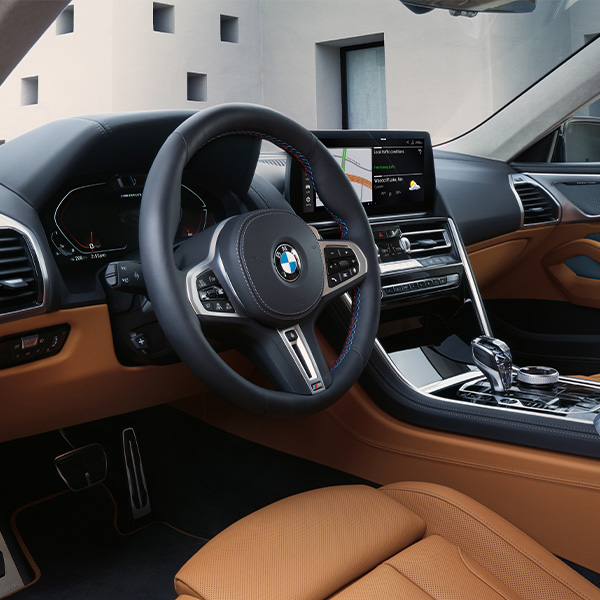View of front interior dashboard of 2024 BMW 8 Series