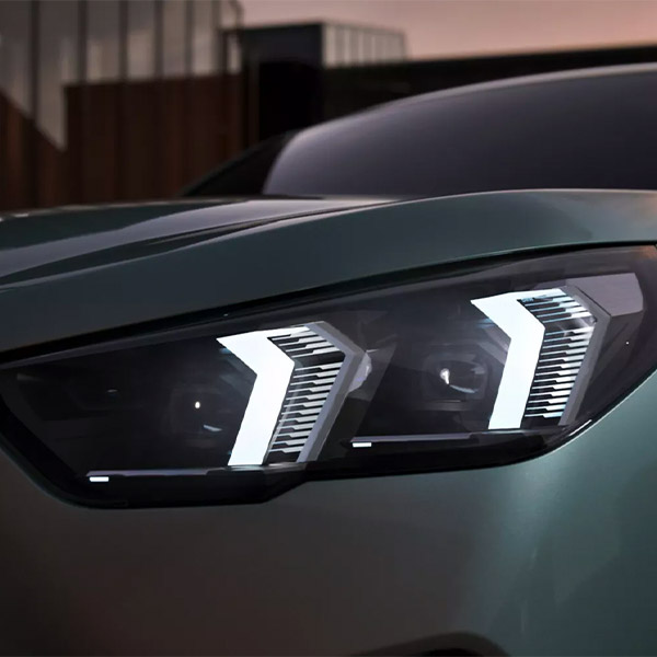 Up close shot of the 2025 BMW X2's headlights