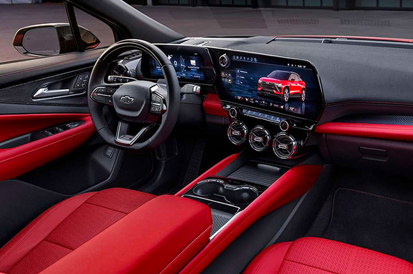 Futuristic Red Leather Interior of the 2024 Chevy Blazer EV