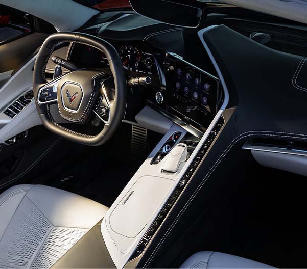 View of the interior of the 2024 Chevy Corvette Stingray