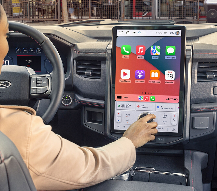 Get information at a glance. The 2024 Ford Expedition is available with a prominent 15.5-inch touchscreen