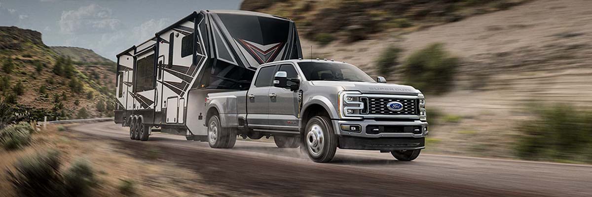 A 2024 Ford F-250 towing a trailer