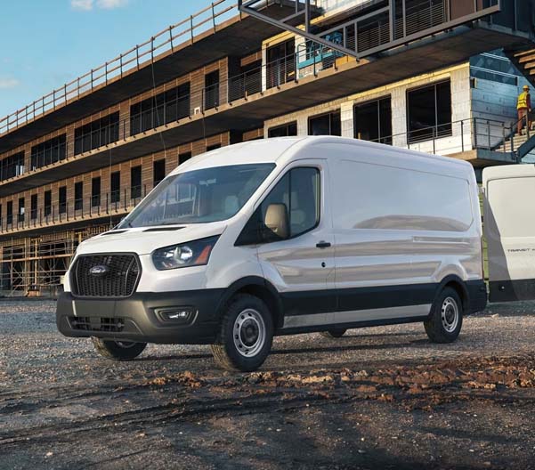Ford Transit parked in a construction area.