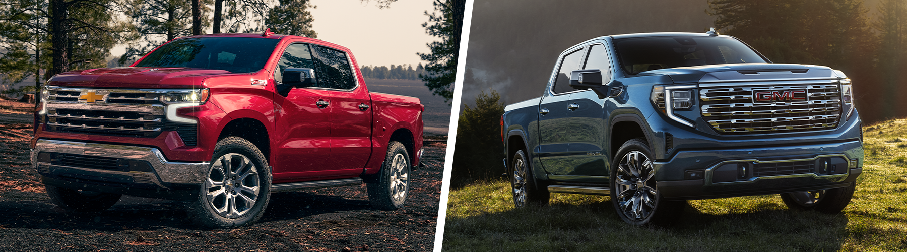 Left: 2024 Chevrolet Silverado; Right: 2024 GMC Sierra 1500