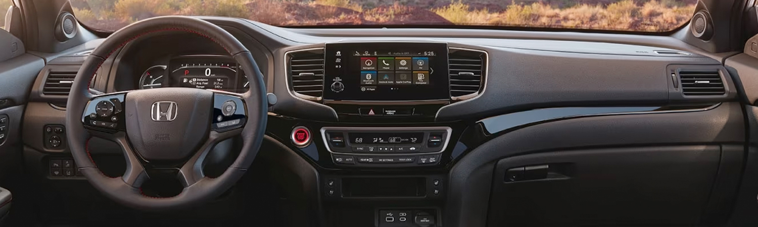 2024 Honda Passport Black Edition Instrument Panel Interior in black leather interior