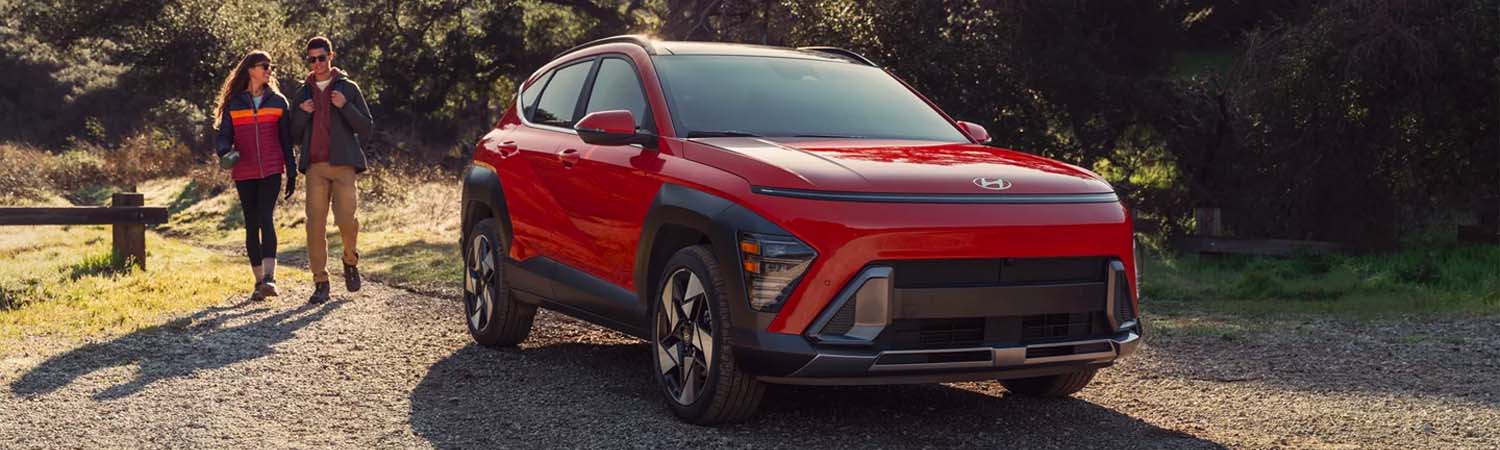 2024 Hyundai Kona parked at a hiking trail