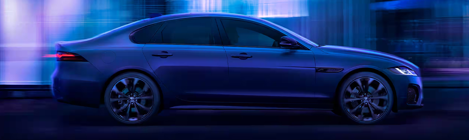 Side view of the Jaguar XF driving