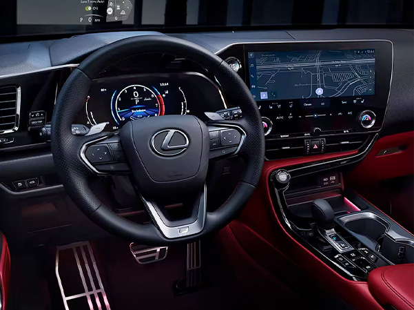 Interior shot of 2024 Lexus NX dashboard.