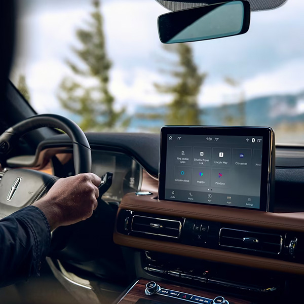 The Lincoln plus Alexa app is shown in the center screen of a 2024 Lincoln Aviator® dashboard
